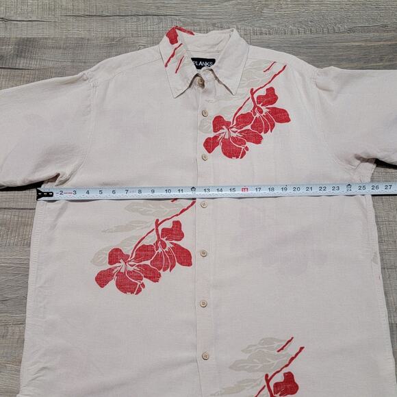 Planks Mens Linen Blend Hawaiian Shirt Size XL Short Sleeve Button Up Floral - Picture 6 of 8